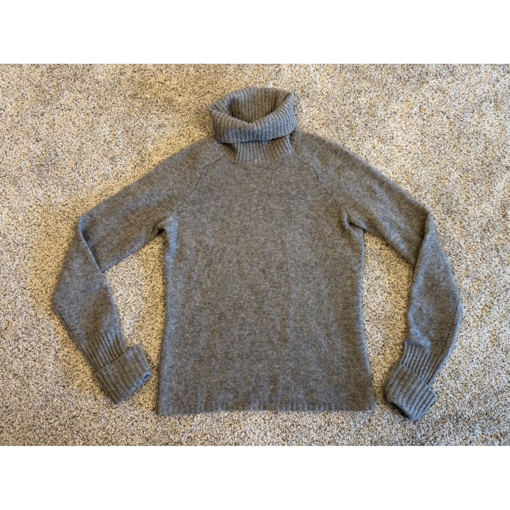Sutton Studio Cashmere Turtleneck Sweater Gray Raglan Sleeve Womens Small